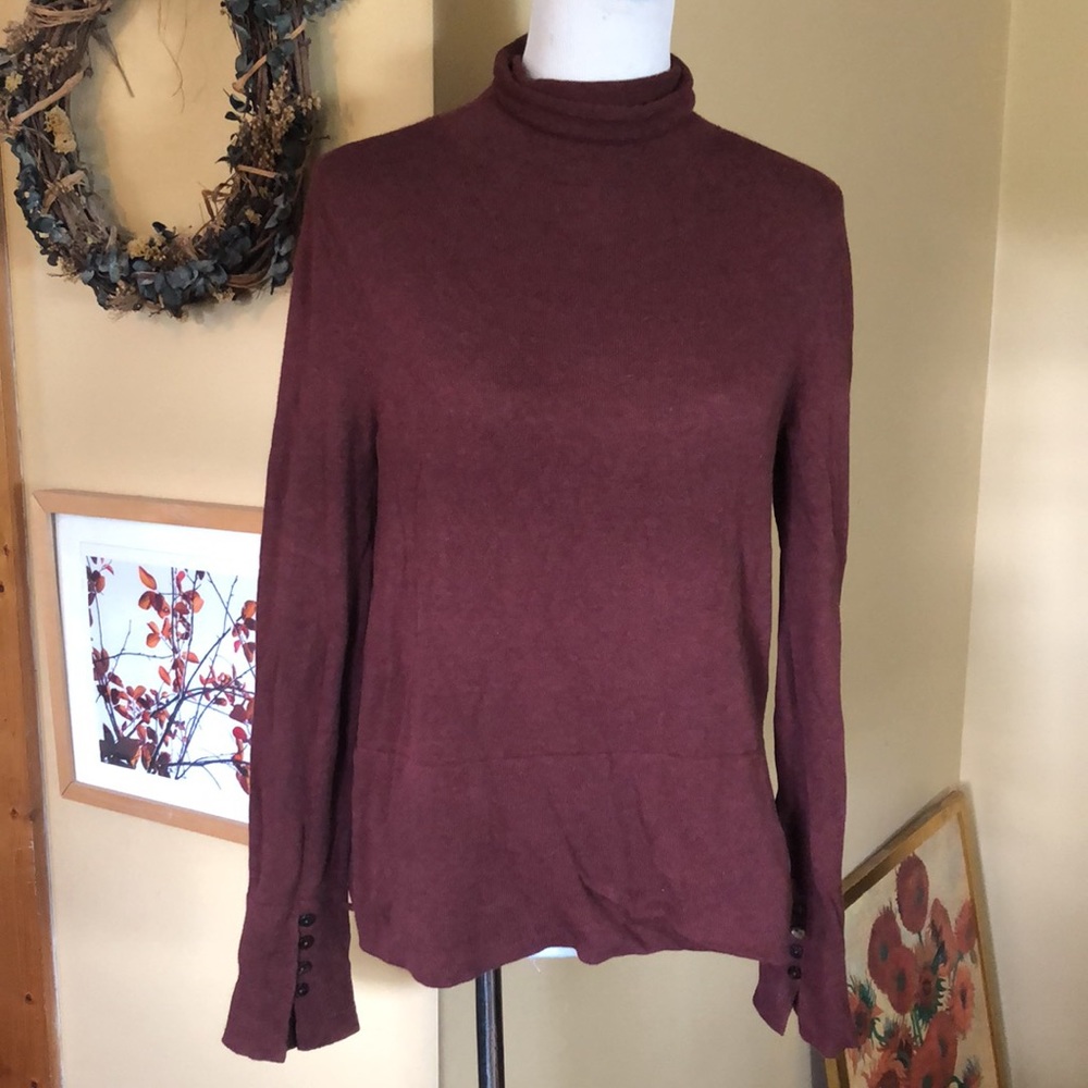 PERUVIAN CONNECTION Size Medium 100% Pima Cotton Tunic Soft Turtleneck Sweater